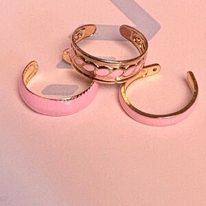 Blush Pink & Gold Toe Ring Set – Intricate & Elegant Designs